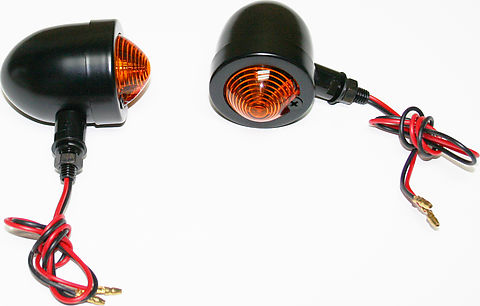 Custom Amber Lens Mini Deco Turn Signal Lamp Set ~ Black