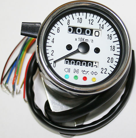 Deluxe Mini Custom Speedometer-KPH ~ White Face Plate