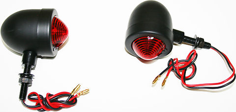 Custom Red Lens Mini Deco Turn Signal Lamp Set ~ Black