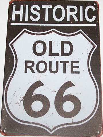 Route 66 (Black Background) - Tin Sign