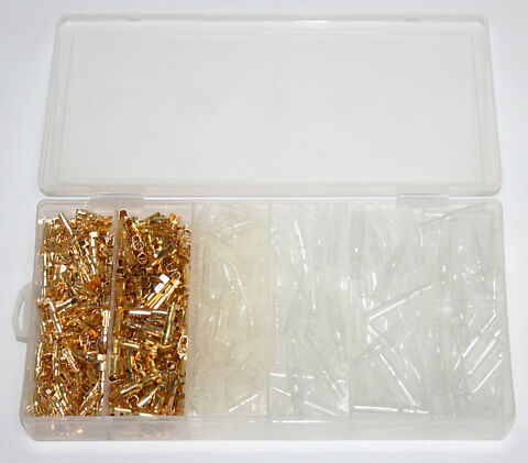 600Pc Round Style Wire Crimp Bullet Terminal Set with Covers in Plastic Storage Case
