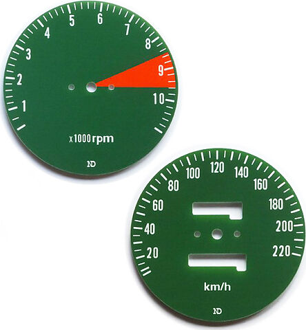 CB750F 1976 Speedo &amp; Tachometer Face Plate Set ~ KM/H