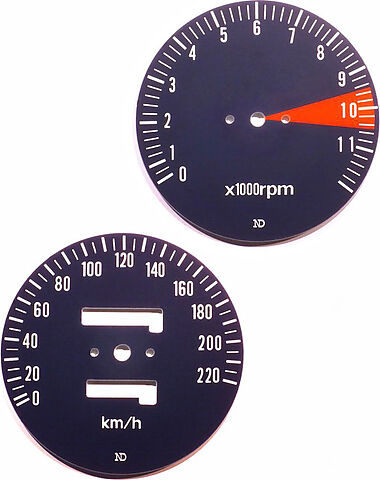 CB750F 1977 Speedo &amp; Tachometer Face Plate Set ~ KM/H