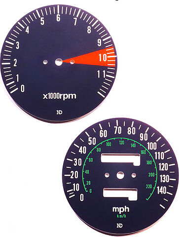 CB750F 1977 Speedo &amp; Tachometer Face Plate Set ~ MPH