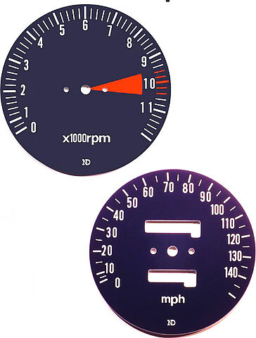 CB750F 1978 Speedo &amp; Tachometer Face Plate Set ~ MPH