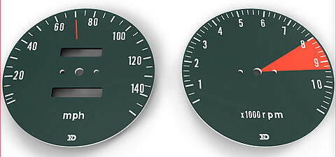 CB750K 1972-73 Speedo &amp; Tachometer Face Plate Set ~ MPH