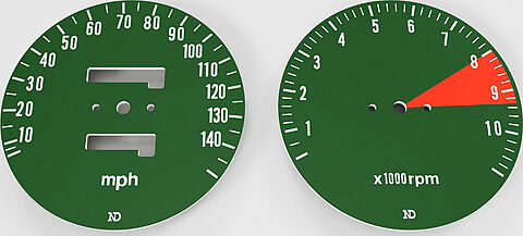 CB750K 1976 Speedo &amp; Tachometer Face Plate Set ~ MPH