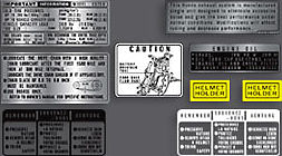 CB750F 1975-76 Supersport ~ Warning and Service Label Set