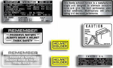 HONDA CB360 CB360T TYRE TIRE INFORMATION CHAIN CAUTION WARNING DECAL